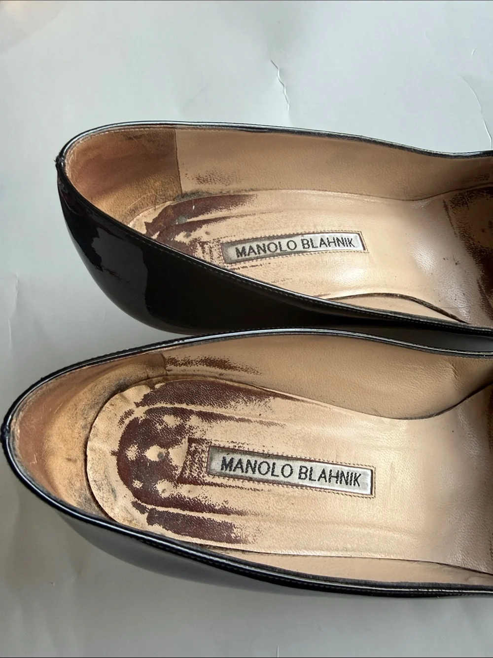 Manolo Blahnik Black Leather Pumps Heel size 39.5 US 9.5